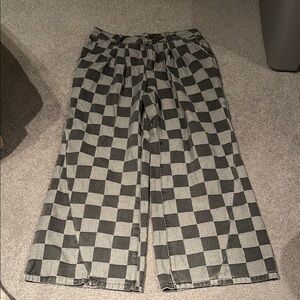 Checkered Wide-Leg Pants